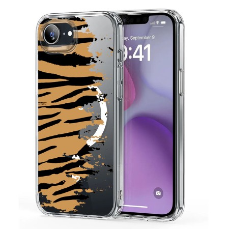Husa pentru iPhone 16e, Atasare Magnetica, MagSafe, Pattern Skin 04, Clear