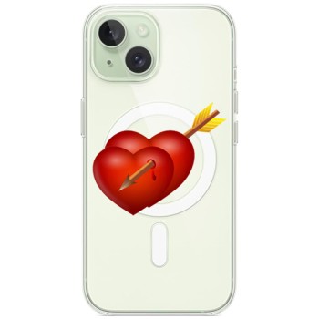 Husa personalizata Apple iPhone 15 Plus, MagSafe, Hearts With Arrow
