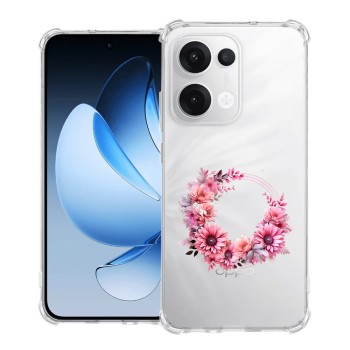 Husa Antisoc pentru Oppo Reno13, AirBag, Pink wreath 1, Clear 