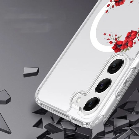 Husa pentru Samsung Galaxy A16, Atasare Magnetica, MagSafe, Pink Wreath 4, Clear