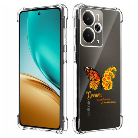 Husa Antisoc pentru Realme 14 / Realme 14T - AirBag TPU, Colțuri Ranforsate- Butterfly Galben 