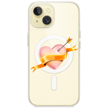Husa personalizata Apple iPhone 14, MagSafe, Pink Heart