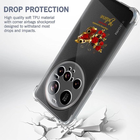 Husa Antisoc pentru Xiaomi 15 Ultra - AirBag TPU, Colțuri Ranforsate- Butterfly Rosu 