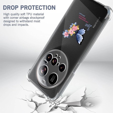 Husa Antisoc pentru Xiaomi 15 Ultra - AirBag TPU, Colțuri Ranforsate- Butterfly Albastru 