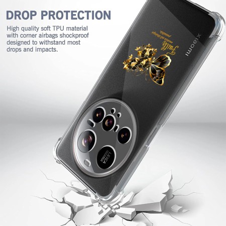 Husa Antisoc pentru Xiaomi 15 Ultra - AirBag TPU, Colțuri Ranforsate- Butterfly Auriu 