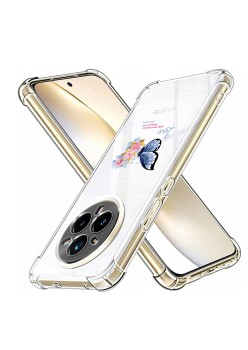Husa Antisoc pentru Realme 14 Pro - AirBag TPU, Colțuri Ranforsate- Butterfly Albastru 