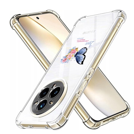 Husa Antisoc pentru Realme 14 Pro+ AirBag TPU, Colțuri Ranforsate- Butterfly Albastru 