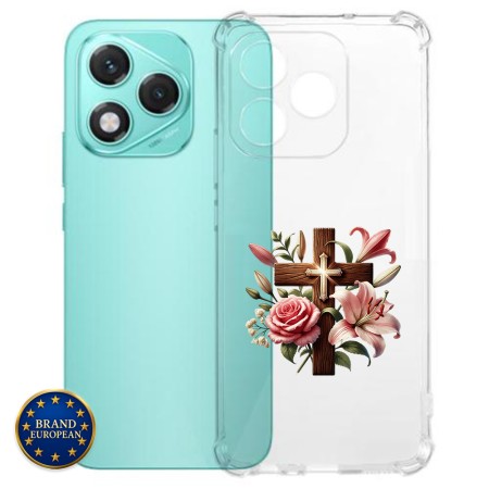 Husa Antisoc pentru Honor 400 Lite - AirBag TPU, Colțuri Ranforsate - Cross Floral