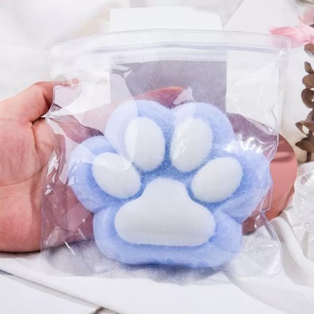 Jucărie Antistres Squishy cu Revenire Lenta, Model Labuță de Pisică, 12,5 cm x 10,5 cm, 220g, Albastru