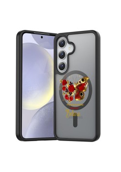 Husă MagSafe Antișoc pentru Samsung Galaxy S25 – Design Butterfly Quote, Protecție 360°, Belive, Negru Mat