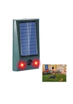 Repelent Solar cu Ultrasunete, LED Alb/Roșu, Anti Rozătoare și Insecte, 9–36.5 kHz, IP66, Verde, 12x6.5 cm
