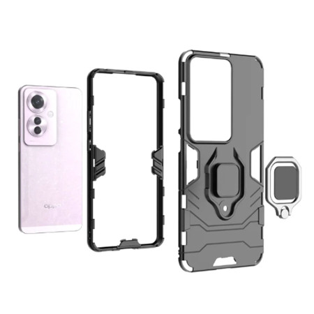 Husa pentru Oppo Reno11 F, Inel Magnetic tip Suport, Negru