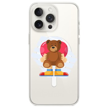 Husa personalizata Apple iPhone 14 Pro, MagSafe, Teddy Bear Love