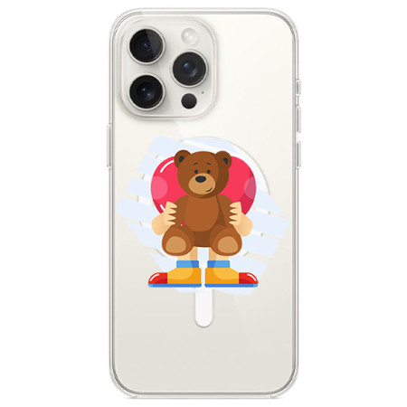 Husa personalizata Apple iPhone 14 Pro, MagSafe, Teddy Bear Love