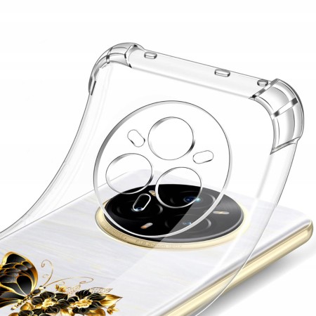 Husa Antisoc pentru Realme 14 Pro+ AirBag TPU, Colțuri Ranforsate- Butterfly Auriu 