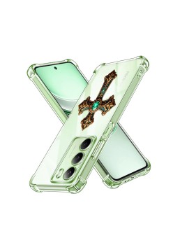Husa Antisoc pentru Realme 14x - AirBag TPU, Colțuri Ranforsate - Cross Smarald