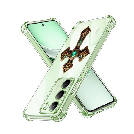 Husa Antisoc pentru Realme 14x - AirBag TPU, Colțuri Ranforsate - Cross Smarald