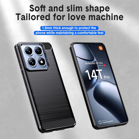 Husa Carbon pentru Xiaomi 14T, Tech Protects Anti-Soc, Black