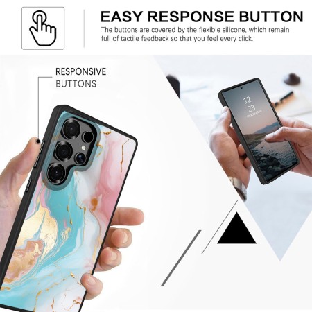 Husă pentru Samsung Galaxy S25 Ultra, Marble LC, Protecție Cameră, Antișoc, Design Slim, Albastru - Roz