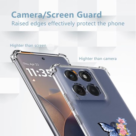 Husa Antisoc pentru Motorola Edge 60 / Edge 60 Fusion - AirBag TPU, Colțuri Ranforsate- Butterfly Albastru 