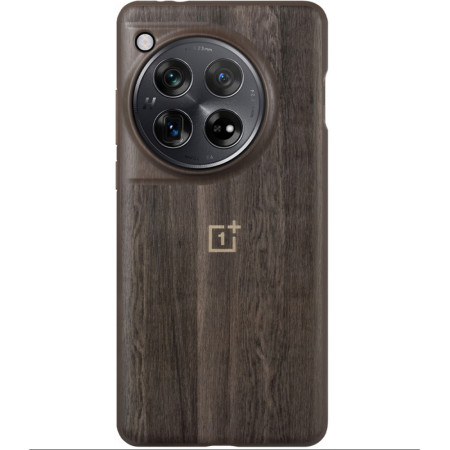 Husa pentru OnePlus 12, Walnut Texture Bumper, Maro