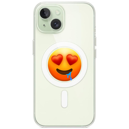 Husa personalizata Apple iPhone 15 Plus, MagSafe, Drooling Face With Heart Eyes