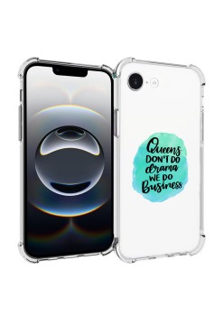 Husa Antisoc pentru iPhone 16e, AirBag PRO, Clear, Queens Don't Do Drama We Do Business 