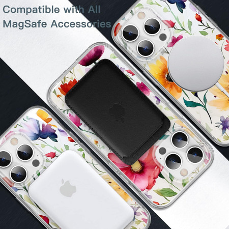 Husa personalizata pentru Apple iPhone 13 Pro Max, MagSafe Atasare Magnetica, Antisoc, Model Floral 1