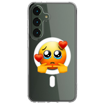 Husa personalizata Samsung Galaxy S24, MagSafe Atasare Magnetica, Pleading Face With Hearts