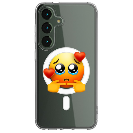 Husa personalizata Samsung Galaxy S24, MagSafe Atasare Magnetica, Pleading Face With Hearts