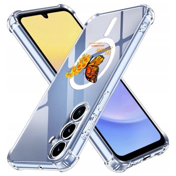 Husa Antisoc pentru Samsung Galaxy A16 - AirBag Magsafe, Colțuri Ranforsate- Butterfly Galben 