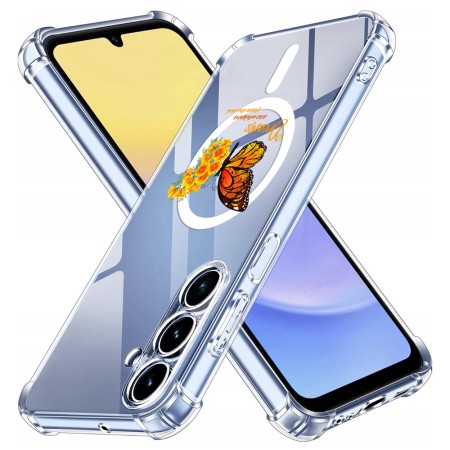 Husa Antisoc pentru Samsung Galaxy A16 - AirBag Magsafe, Colțuri Ranforsate- Butterfly Galben 