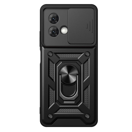 Husa telefon compatibila Motorola Moto G84, Slide & Snap Premium, Magnetic Ring Holder, Negru