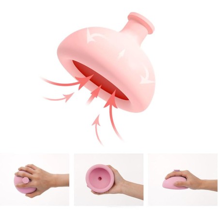 Masaj cu tambur cu presiune pentru piept, dispozitiv de eructare, cupa pentru terapie toracica, 7.5x6 cm, Roz