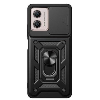 Husa telefon compatibila Motorola Moto G13 / G23 / G53, Slide & Snap Premium, Magnetic Ring Holder, Negru