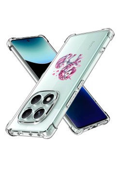 Husa Antisoc pentru Xiaomi Redmi Note 14 Pro 4G / Poco F7, AirBag, Pink Unicorn, Clear 