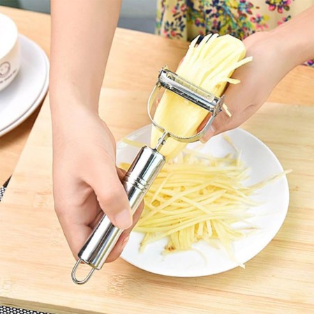 Set 3 Ustensile pentru Curățat, Decojit și Feliat Legume & Fructe, Lame din Oțel Inoxidabil, Mânere Ergonomice