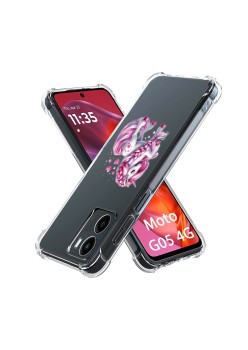 Husa Antisoc pentru Motorola Moto G05, AirBag, Pink Unicorn, Clear 