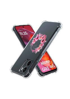 Husa Antisoc pentru Motorola Moto G05, AirBag, Pink wreath 1, Clear 