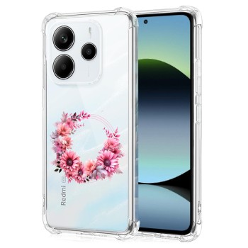 Husa Antisoc pentru Xiaomi Redmi Note 14 4G, AirBag, Pink wreath 1, Clear 