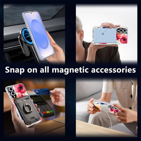 Husa pentru Samsung Galaxy S25 Edge, Atasare Magnetica, MagSafe, Magsafe Model Floral 3