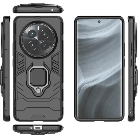 Husa telefon pentru Realme 12 Pro / 12 Pro Plus, Inel Magnetic tip Suport, Negru