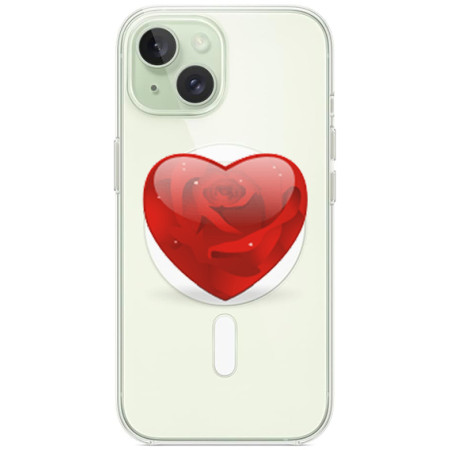 Husa personalizata Apple iPhone 15 Plus, MagSafe, Rose Heart