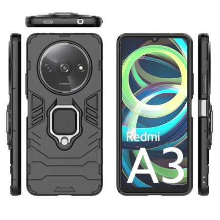 Husa telefon pentru Xiaomi Redmi A3, Inel Magnetic tip Suport, Negru