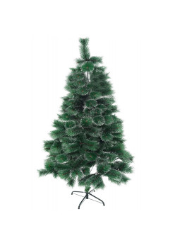 Brad artificial tip pin inzapezit de Craciun verde cu varfuri ninse, inaltime 210 cm, diametru 115 cm, 350 ramuri cu ace 3D 12 cm, suport metalic inclus