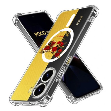 Husa Antisoc pentru Xiaomi Poco X7 Pro - AirBag TPU, Colțuri Ranforsate- Butterfly Rosu 