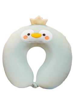 Pernă TravelPenguin, Suport Ergonomic pentru Gât și Cap, Spumă cu Memorie, 30x30 cm, Sistem de Prindere cu Capse, Verde