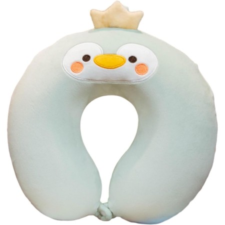 Pernă TravelPenguin, Suport Ergonomic pentru Gât și Cap, Spumă cu Memorie, 30x30 cm, Sistem de Prindere cu Capse, Verde