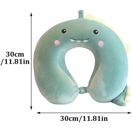 Pernă TravelDino, Suport Ergonomic pentru Gât și Cap, Spumă cu Memorie, 30x30 cm, Sistem de Prindere cu Capse, Verde