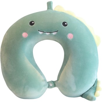 Pernă TravelDino, Suport Ergonomic pentru Gât și Cap, Spumă cu Memorie, 30x30 cm, Sistem de Prindere cu Capse, Verde